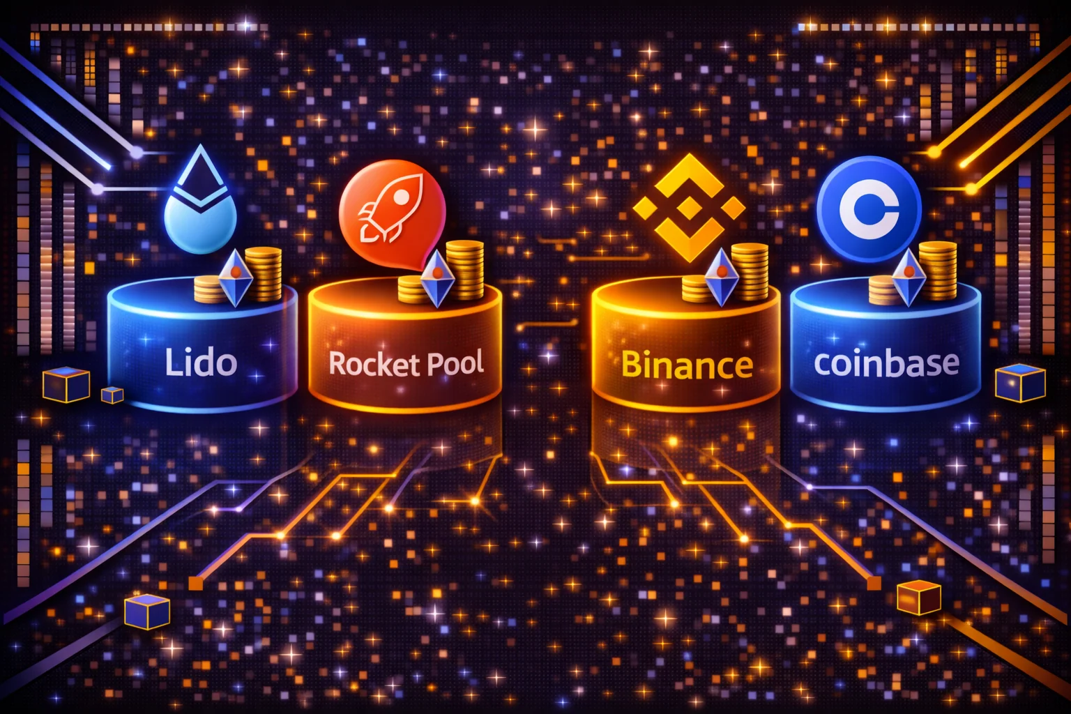 Liquid staking protocols compared by TVL, yield rates, and DeFi integration for Lido, Rocket Pool, Ether.fi, and Frax
